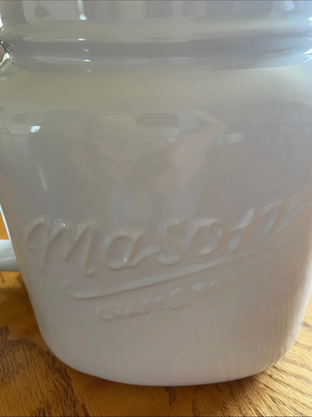 Mason White Ceramic Pouring Pitcher with Handle